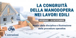 Webinar CNA sulla congruità della manodopera nei lavori edili